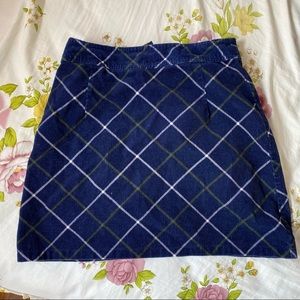 Vintage navy corduroy plaid skirt